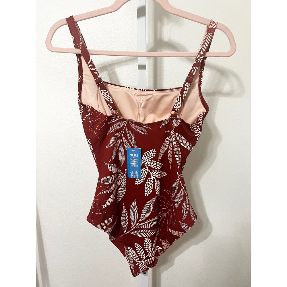 Cupshe Dotted Line Leaf Square Neck Tummy Control One-Piece Medium - Picture 6 of 10